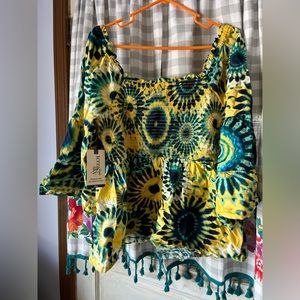 3/$25- NWT! Tye Dye, flowy, bell sleeve top.